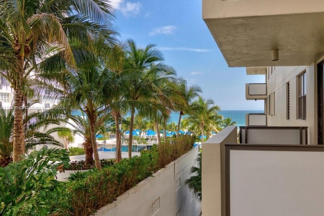 balcony with a water view