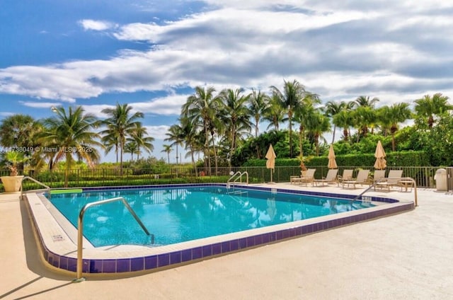 view of pool featuring a patio area