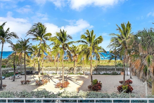 view of home's community with a water view