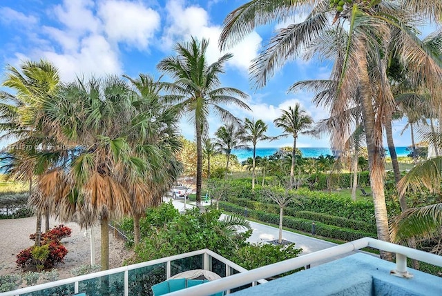 balcony with a water view