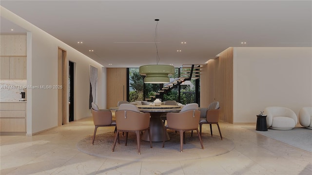 dining space with floor to ceiling windows