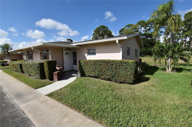 ranch-style house featuring a front yard