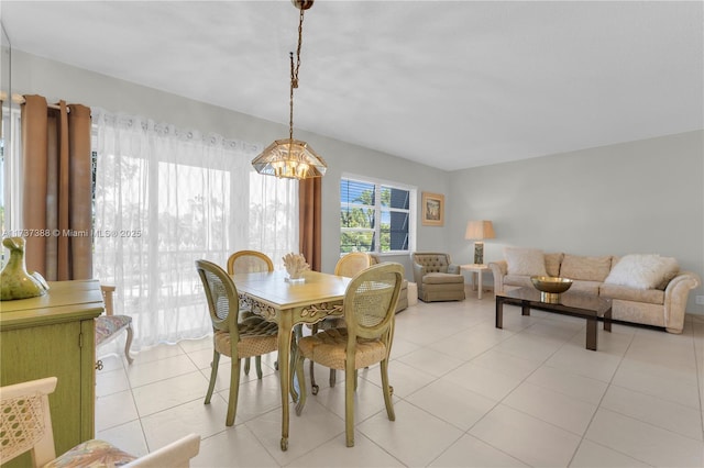 dining area with light tile patterned floors