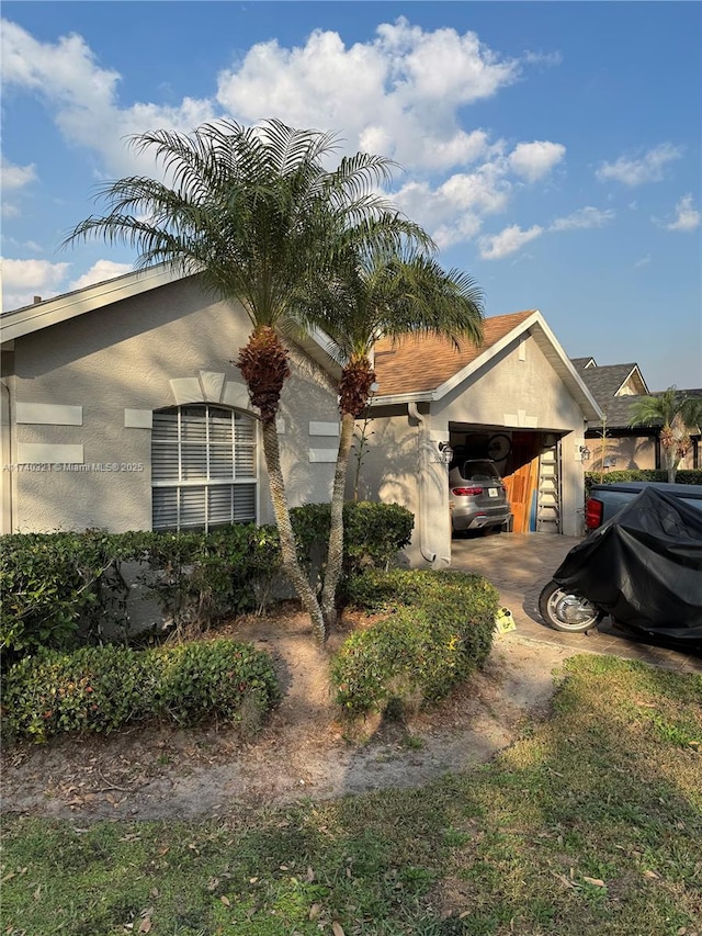 view of home's exterior with a garage