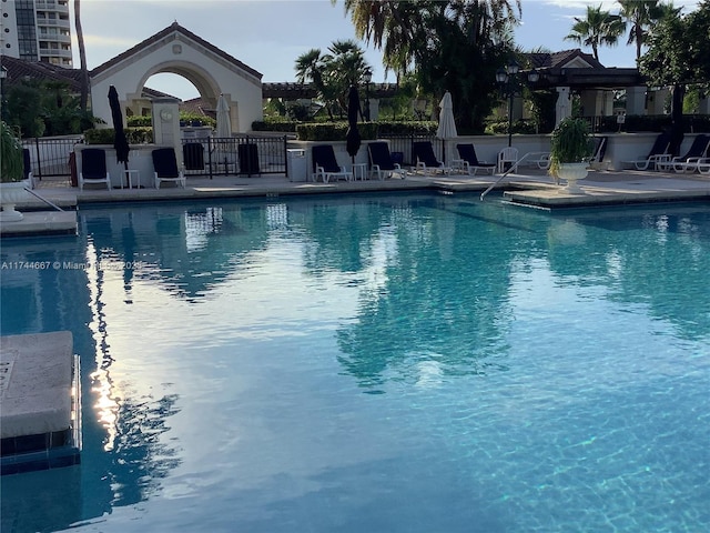 view of pool featuring a patio