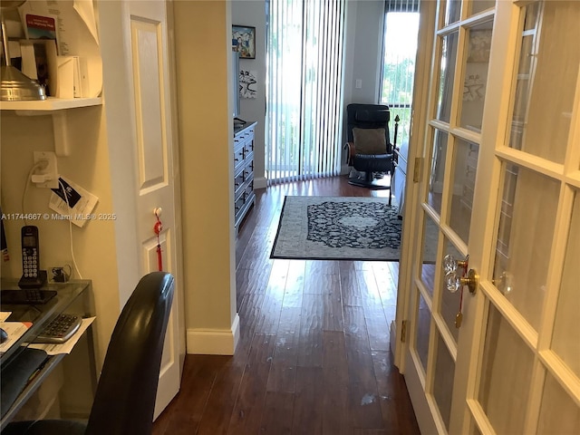 interior space featuring dark hardwood / wood-style flooring