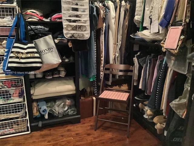 walk in closet featuring hardwood / wood-style flooring