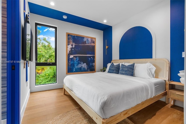 bedroom featuring light hardwood / wood-style flooring