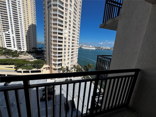 balcony with a water view