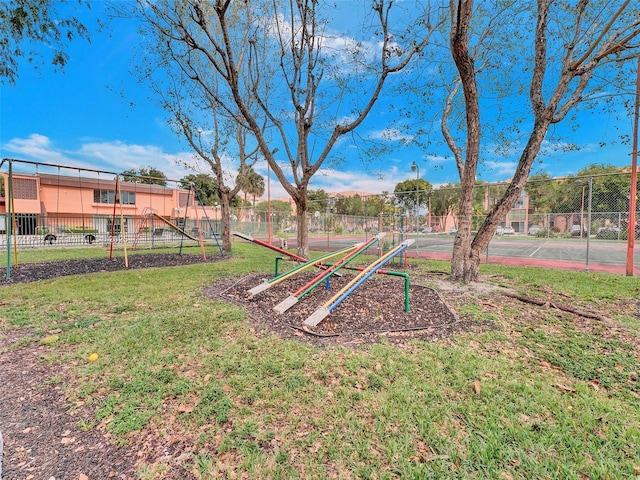 view of yard with a playground