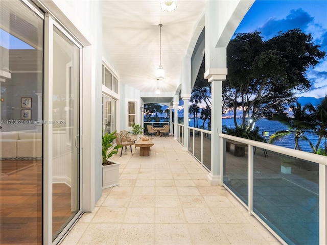 balcony with a water view