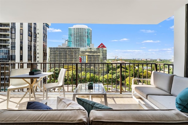 balcony featuring an outdoor living space