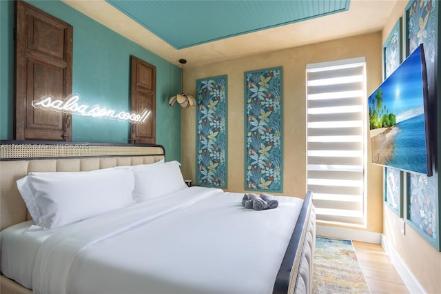 bedroom featuring light hardwood / wood-style floors