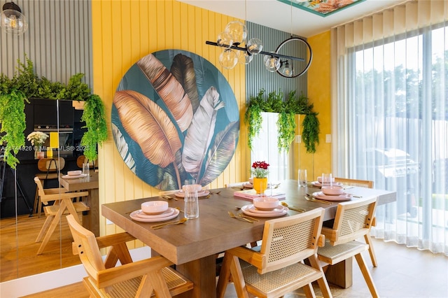 dining room featuring a notable chandelier