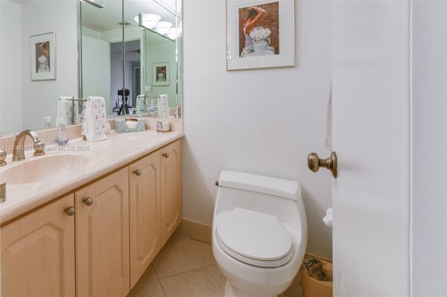 1950 S Ocean Dr Unit 2E, Hallandale Beach, FL 33009 - half bath featuring toilet, tile patterned flooring, baseboards, and vanity