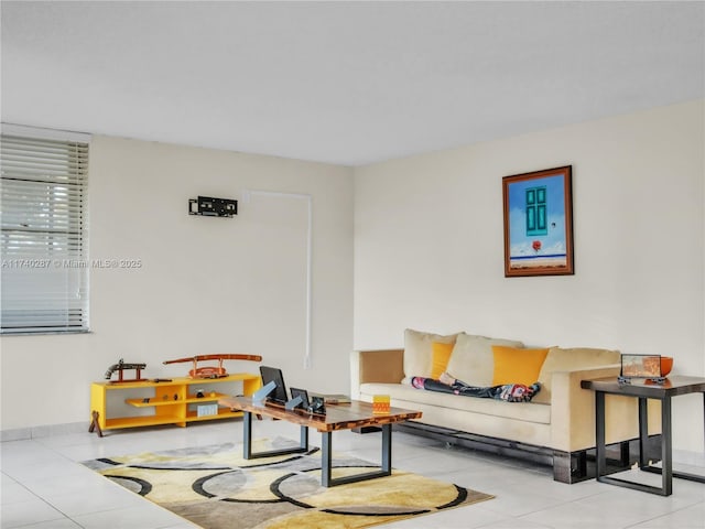 view of tiled living room