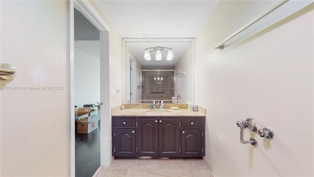 bathroom featuring vanity and walk in shower