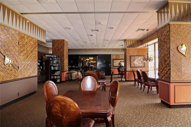 view of carpeted dining space