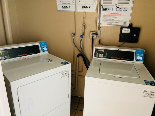 laundry area featuring dark tile patterned flooring and hookup for a washing machine