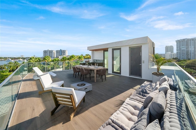 deck featuring an outdoor living space