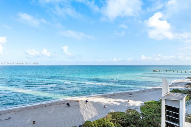 view of water feature featuring a beach view