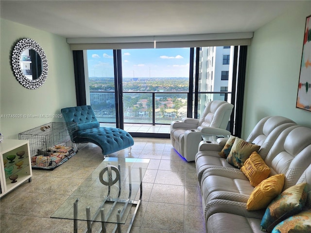 living area featuring expansive windows