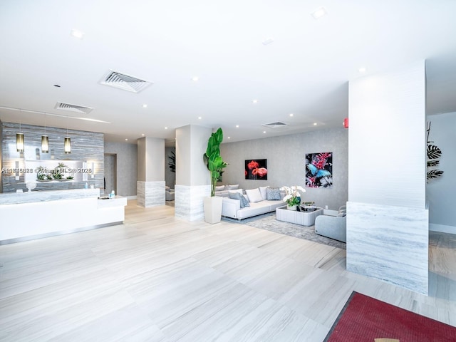 community lobby with visible vents