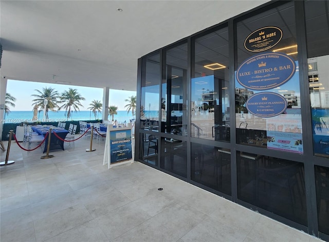 exterior space featuring a water view