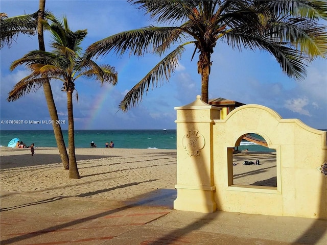 property view of water featuring a view of the beach