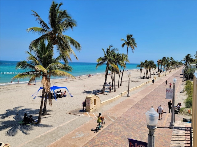 property view of water with a beach view