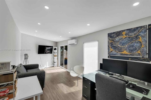461 NE 115th St, Miami, FL 33161 - office space featuring a wall unit AC, wood finished floors, recessed lighting, and baseboards