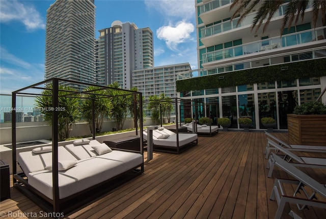 deck featuring outdoor lounge area