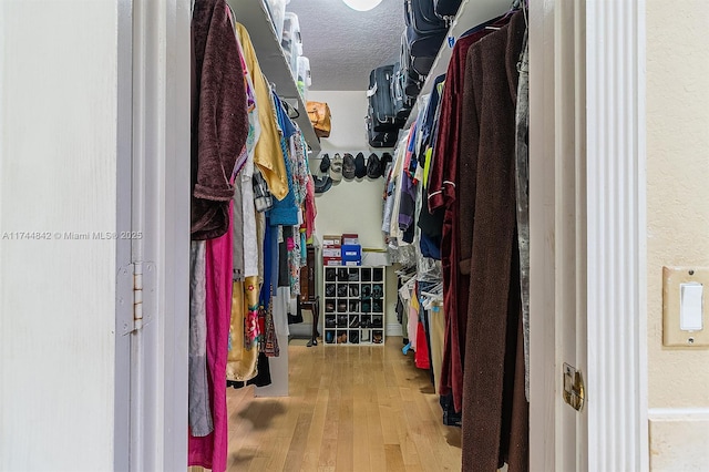 spacious closet with wood finished floors