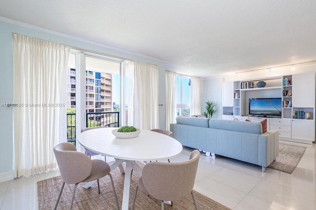 dining room with light tile patterned floors