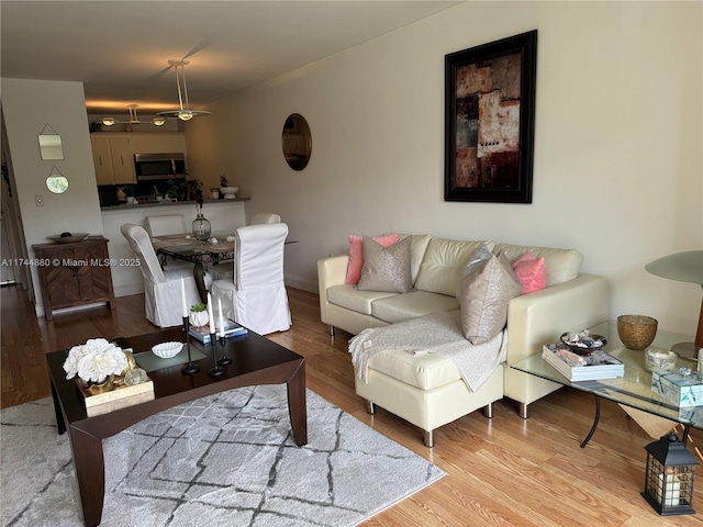 living room with light wood-type flooring