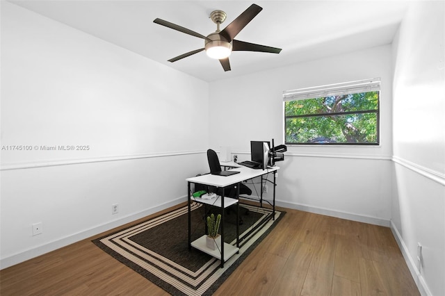 3005 NW 48th Ave Unit 3005, Coconut Creek, FL 33063 - office space with ceiling fan, wood finished floors, and baseboards