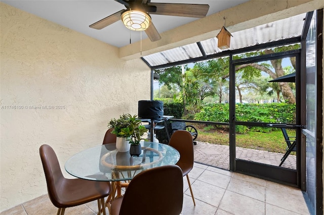 3005 NW 48th Ave Unit 3005, Coconut Creek, FL 33063 - sunroom / solarium featuring a ceiling fan and outdoor dining space