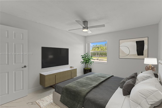 bedroom featuring ceiling fan