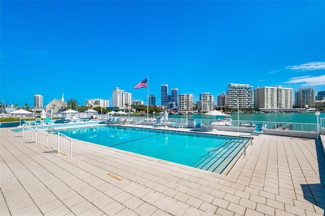 view of pool featuring a patio area