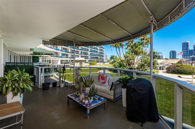 balcony with area for grilling