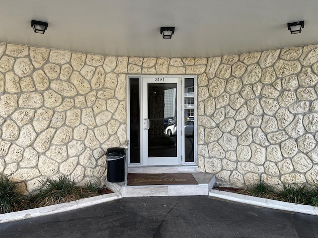 3181 S Ocean Dr Unit 107, Hallandale Beach, FL 33009 - property entrance with stone siding