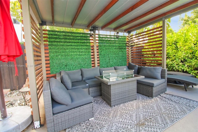 view of patio / terrace featuring an outdoor living space