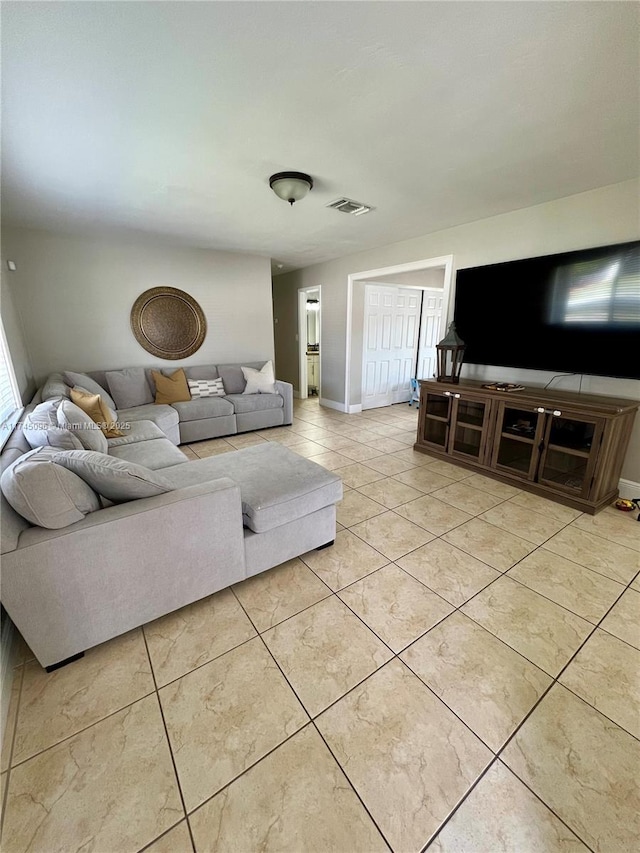 view of tiled living room