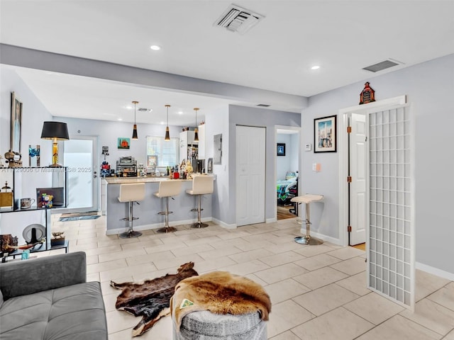 view of tiled living room