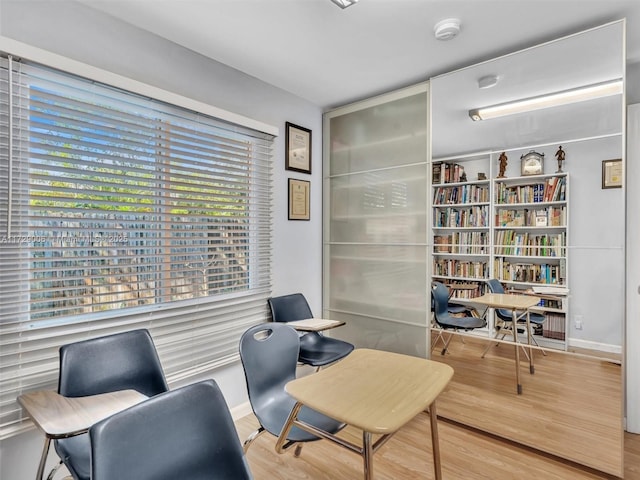 living area with wood-type flooring