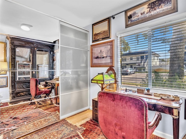 office with hardwood / wood-style floors