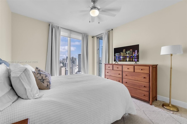 bedroom featuring ceiling fan