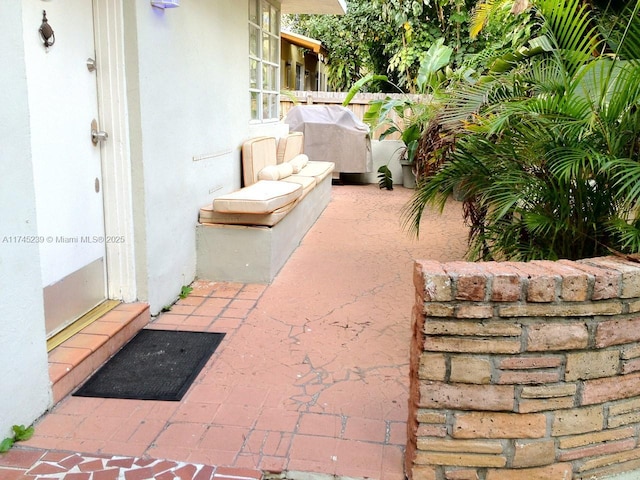 view of patio featuring area for grilling