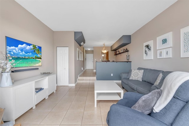 view of tiled living room