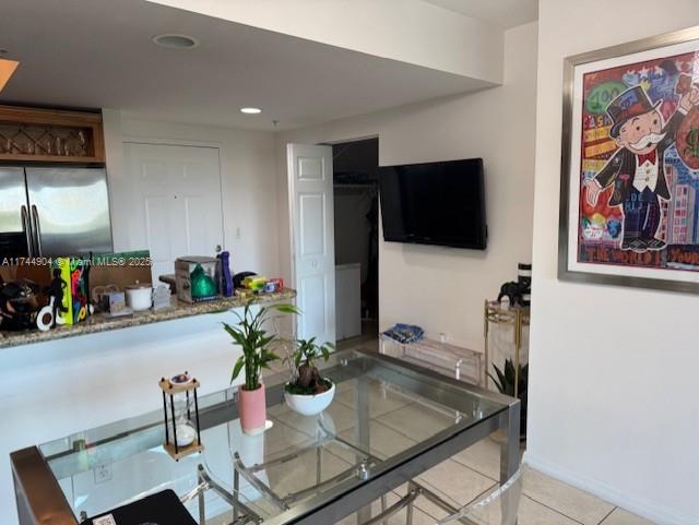 3530 SW 22nd St Unit 706, Miami, FL 33145 - dining space featuring light tile patterned floors and recessed lighting